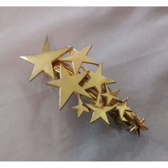 Star Cluster Gold-Tone Hair Clip Barrette - Picture 1 of 3
